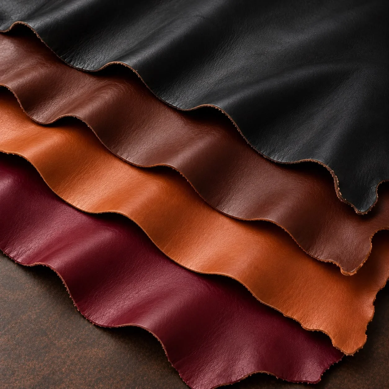 Finished sheep leather in a range of example colours